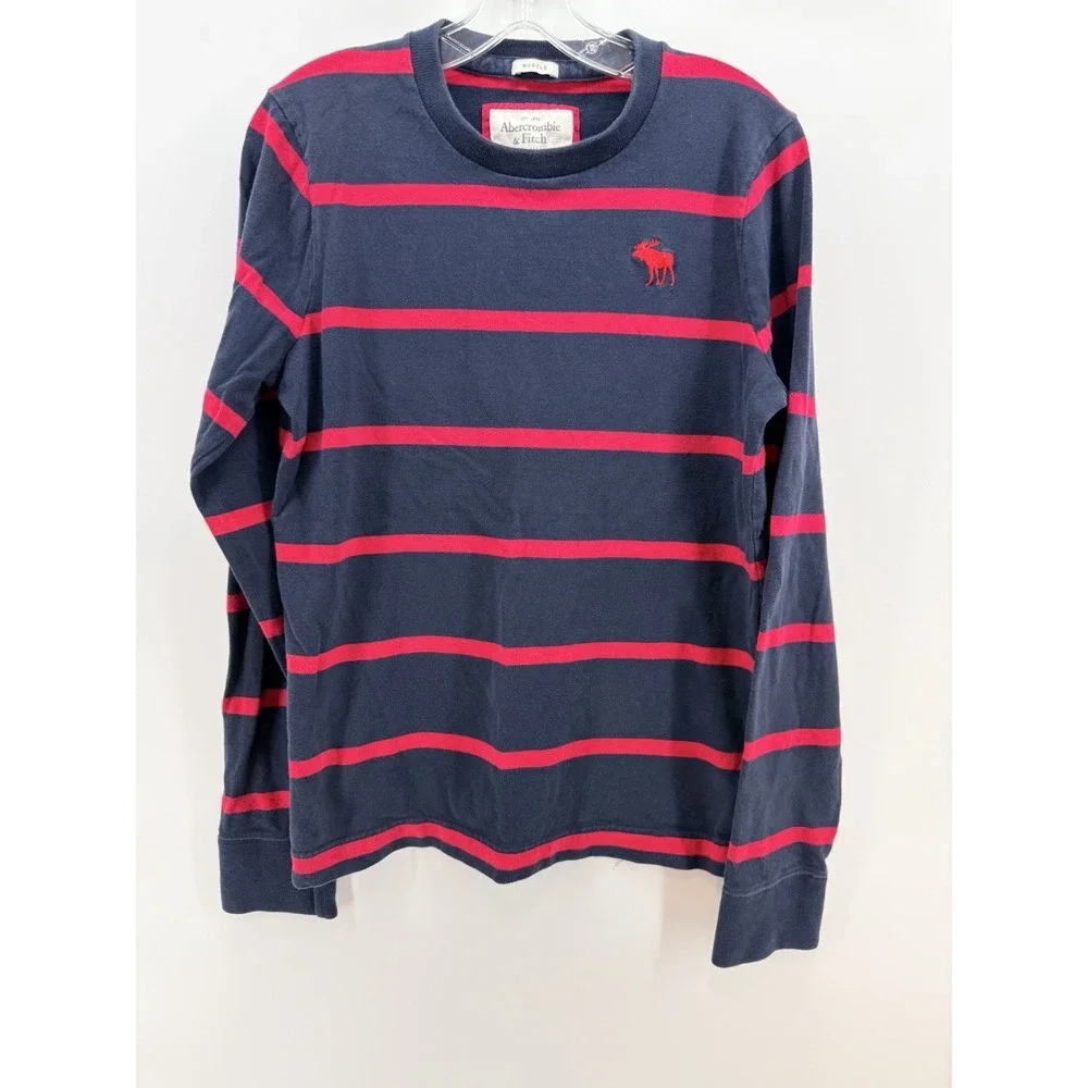 Ambercrombie‎ Kids Boys Large Long Sleeve Muscle Blue And Red Stripped Shirt